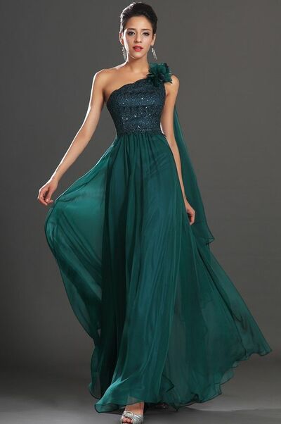 Elegant Mother of Bride/ Groom Dress Green Chiffon Lace Evening Formal Gowns Prom Dress