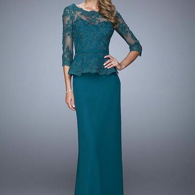 Elegant mother of bride/ groom dress green lace evening formal gowns prom dress