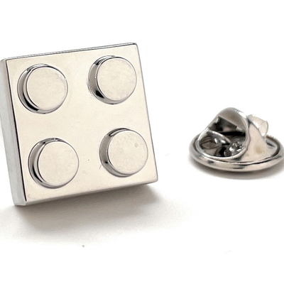Silver building block lapel pin block king brick nerdy party master enamel pin engineer tie tack pin