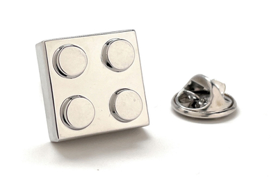 Silver Building Block Lapel Pin Block King Brick Nerdy Party Master Enamel Pin Engineer Tie Tack Pin