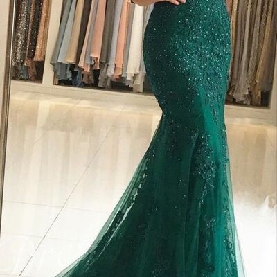 Elegant mother of bride/ groom dress green lace evening formal gowns prom dress