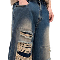 Stunning Punk Rock Ripped Oversize Washed Jeans Streetwear Rave Unique For Men Women Amazing - Thumbnail 3