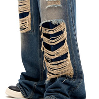 Stunning Punk Rock Ripped Oversize Washed Jeans Streetwear Rave Unique For Men Women Amazing - Thumbnail 4