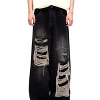 Stunning Punk Rock Ripped Oversize Washed Jeans Streetwear Rave Unique For Men Women Amazing - Thumbnail 5