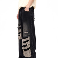 Stunning Punk Rock Ripped Oversize Washed Jeans Streetwear Rave Unique For Men Women Amazing - Thumbnail 7