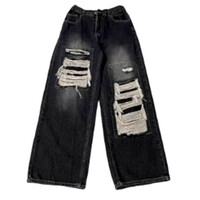 Stunning Punk Rock Ripped Oversize Washed Jeans Streetwear Rave Unique For Men Women Amazing - Thumbnail 9