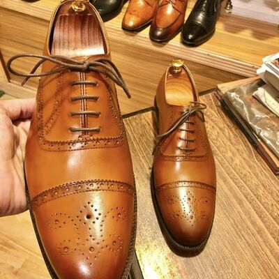 Premium edition tan cap toe dress shoes handmade shoes