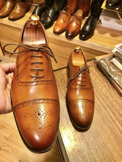 Premium Edition Tan Cap Toe Dress Shoes Handmade Shoes