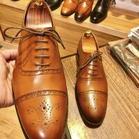 Premium Edition Tan Cap Toe Dress Shoes Handmade Shoes - Thumbnail 1
