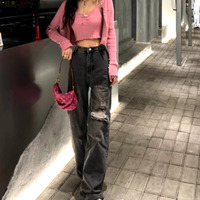 Stunning Punk Ripped Washed Jeans Pants Streetwear Rave Unique For Women Men Amazing - Thumbnail 6