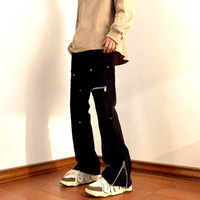 Stunning Punk Rock Zippers Details Micro Flared Pants Rave Unique For Women Men Amazing - Thumbnail 7