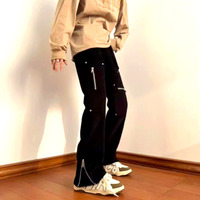 Stunning Punk Rock Zippers Details Micro Flared Pants Rave Unique For Women Men Amazing - Thumbnail 5