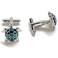 Sea Turtle Cufflinks Tropical Turtle 3D Ocean Silver - Thumbnail 5