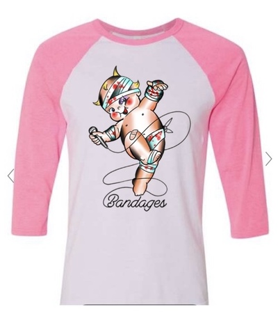 Pink Kewpie Baseball Tee