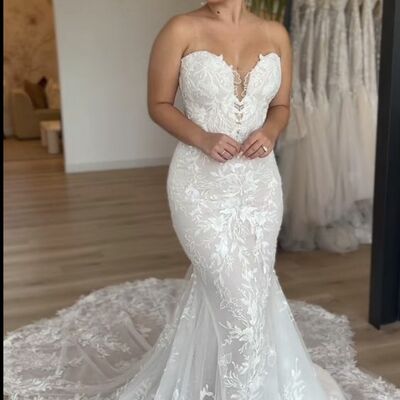 Elegant sheath lace appliques wedding dress bridal gowns  - Thumbnail 3