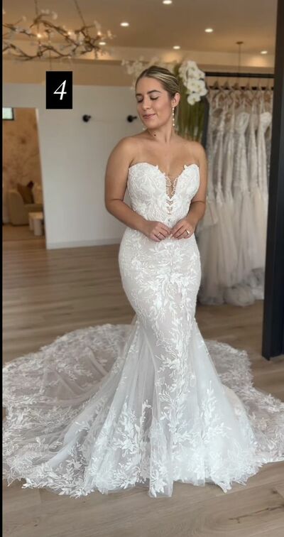 Elegant Sheath Lace Appliques Wedding Dress Bridal Gowns 