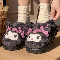 Fluffy Warm Kuromi Plush Slippers - Thumbnail 1