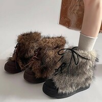 Vintage Furry Fur Snow Boots - Thumbnail 1