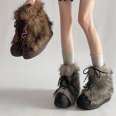 Vintage furry fur snow boots