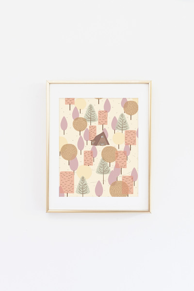  Fall House in the Woods Print