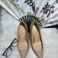 Leather diamond ladies fashion high heels - Thumbnail 2
