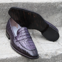 Crafted Leather Classic Handmade Men's Purple Crocodile Leather Dress Loafers Shoes - Thumbnail 1