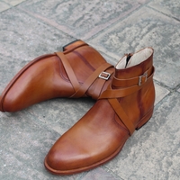 Crafted Leather Classic Brown Calf Leather Jodhpur Strap Boots - Thumbnail 3