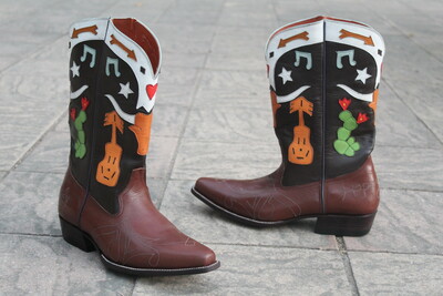 Crafted Leather Brown Leather Cowboy Ankle High Men Fashion Boot