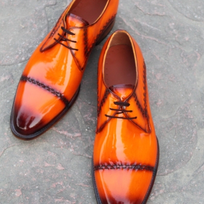 Crafted leather classic tan black leather handmade dress oxford shoes - Thumbnail 5