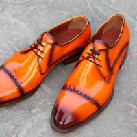 Crafted Leather Classic Tan Black Leather Handmade Dress Oxford Shoes - Thumbnail 2