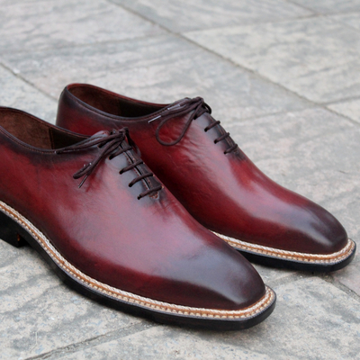 Crafted leather classic brown patina norwegian welted lace up dress shoes - Thumbnail 4