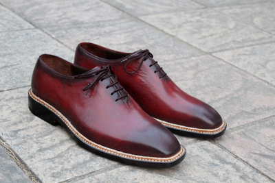 Crafted Leather Classic Brown Patina Norwegian Welted Lace up Dress Shoes