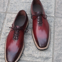 Crafted Leather Classic Brown Patina Norwegian Welted Lace up Dress Shoes - Thumbnail 1