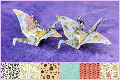Origami Crane Earrings - Poppy Garden Set