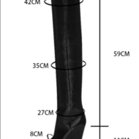 Leather Point Toe Fold High Heel Knee High Boots - Thumbnail 6