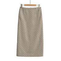 High-end skirt for women with heart print and velvet high waist and knee-length skirt - Thumbnail 1