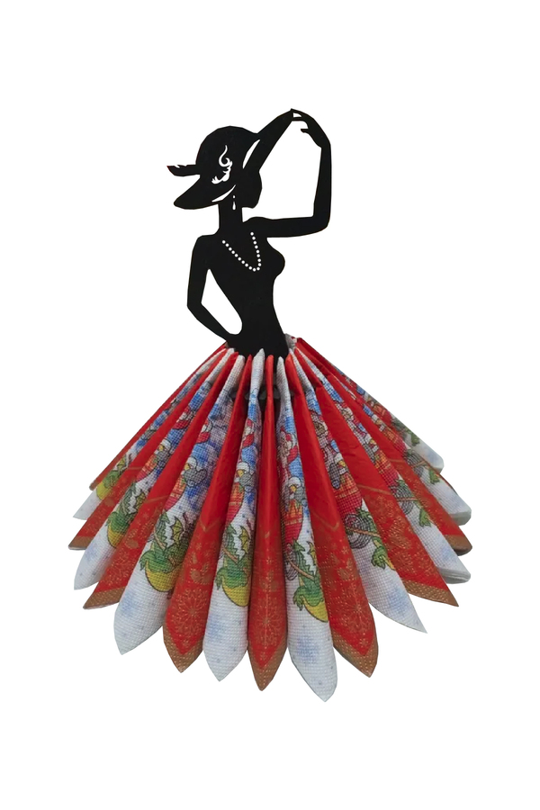 Wooden Napkin Holder Woman with Hat