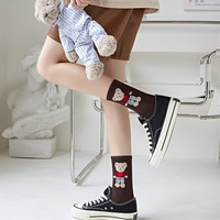 5 Pairs Teddy Bear Love Striped Socks - Thumbnail 5