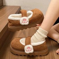 Cute Cat Claw Velcro Fleece Shoes - Thumbnail 2