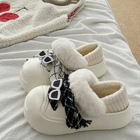 Cute Sunglasses Design Lace Up Fleece Shoes - Thumbnail 5