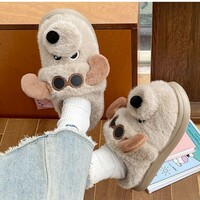 Cute Pilot Dog Plush Slippers - Thumbnail 3