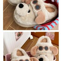 Cute Pilot Dog Plush Slippers - Thumbnail 5