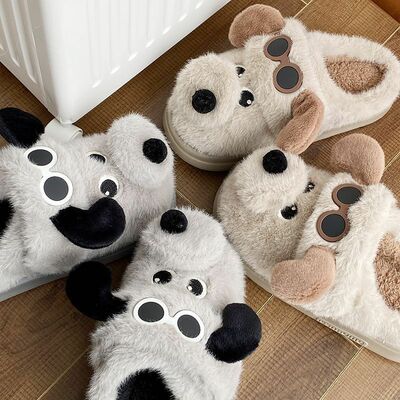 Cute pilot dog plush slippers