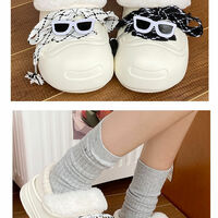 Cute Sunglasses Design Lace Up Fleece Shoes - Thumbnail 6
