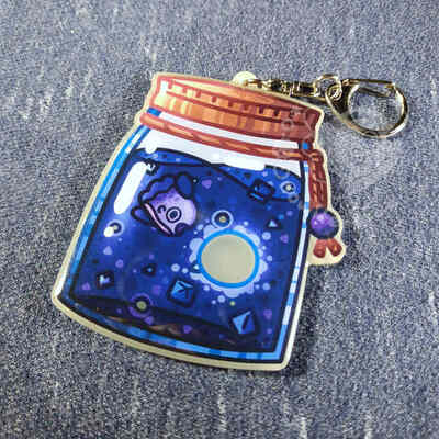 Blue glow in the dark mola jar keychain