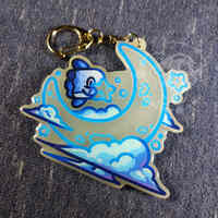 Blue Glow in the Dark Moon Mola Keychain - Thumbnail 1