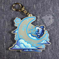 Blue Glow in the Dark Moon Mola Keychain - Thumbnail 2