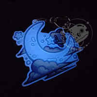 Blue Glow in the Dark Moon Mola Keychain - Thumbnail 3