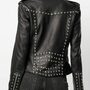 Black Leather Women's Gothic Silver Studded Biker Jacket - Emo Punk Rock Fashion-1