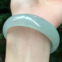 Natural ice jadeite bracelet high ice oil green female jade bracelet old pit a grade jade bracelet Myanmar raw stone jade bracelet - Thumbnail 1